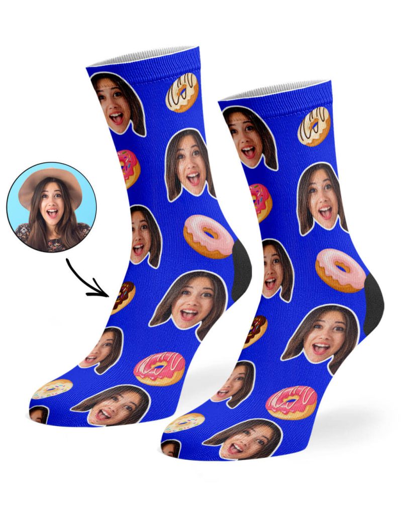 Royal Blue Donut Face Socks