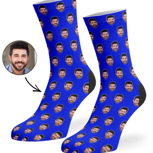 Royal Blue Face Pattern Socks