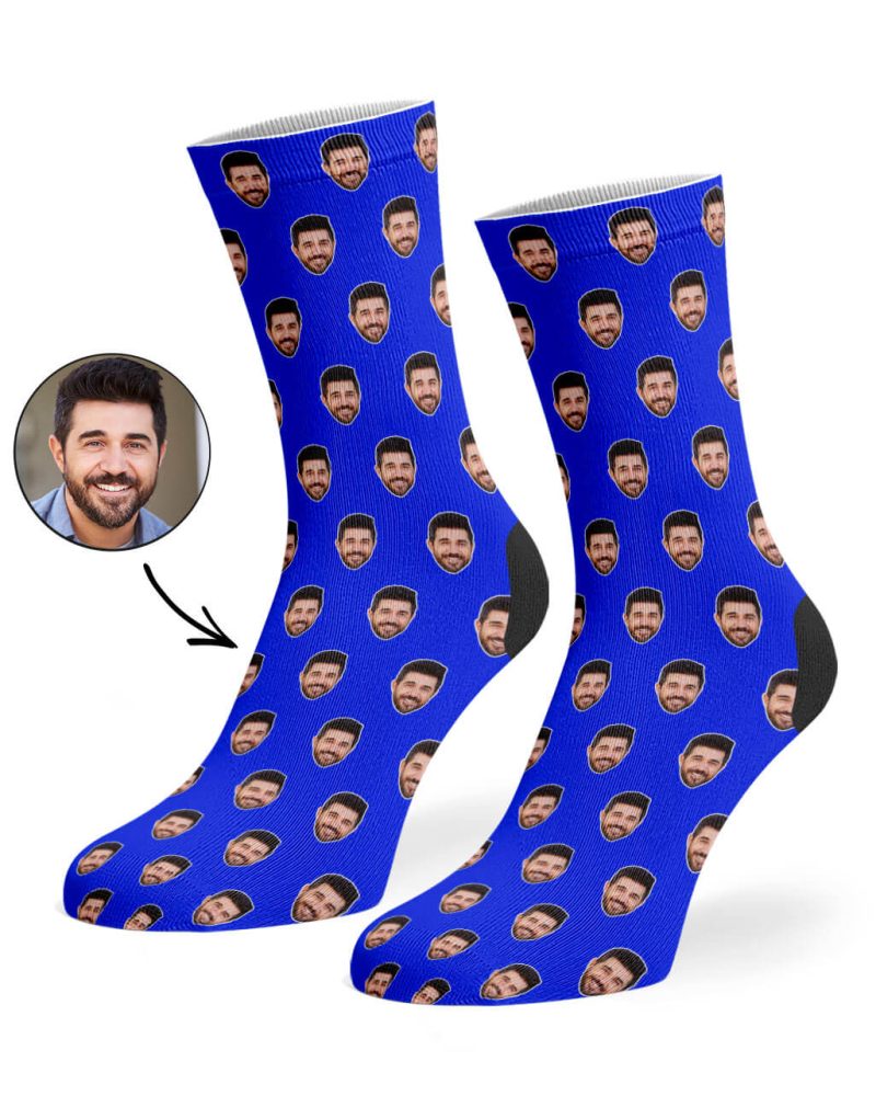 Royal Blue Face Pattern Socks