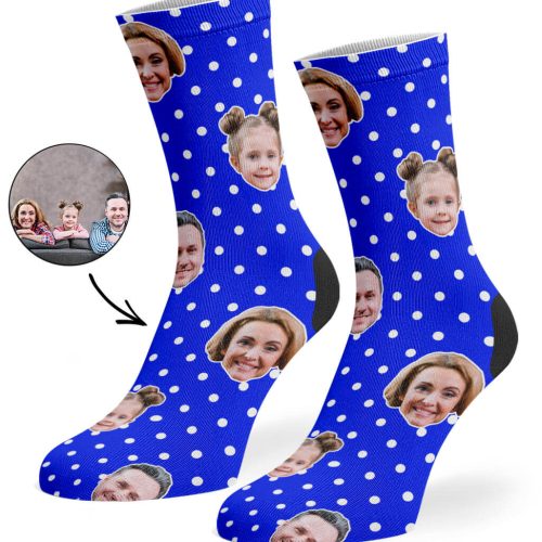 Royal Blue Family Spotty Face Socks