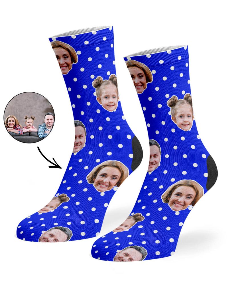 Royal Blue Family Spotty Face Socks