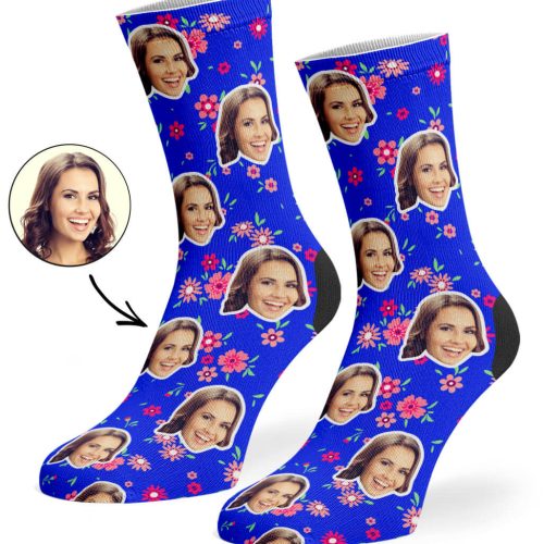 Royal Blue Flower Socks