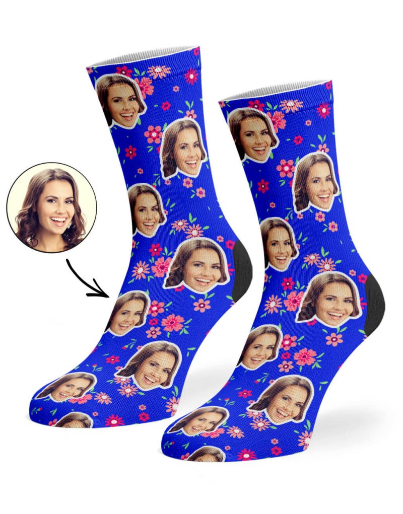 Royal Blue Flower Socks