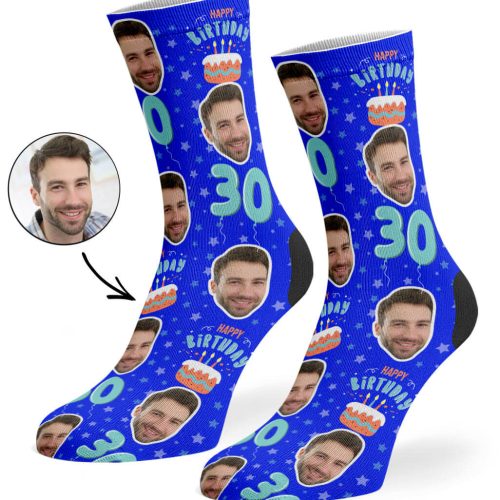 Royal Blue Happy 30th Birthday Socks