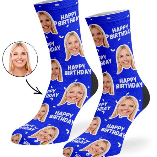 Royal Blue Happy Birthday Socks