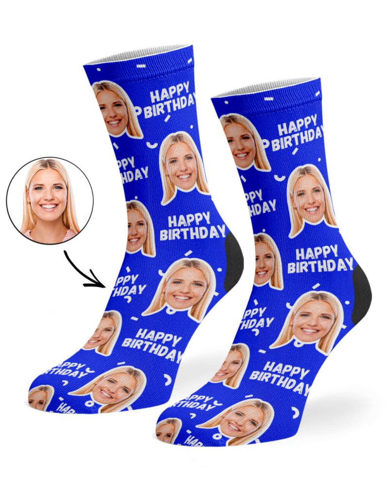 Royal Blue Happy Birthday Socks