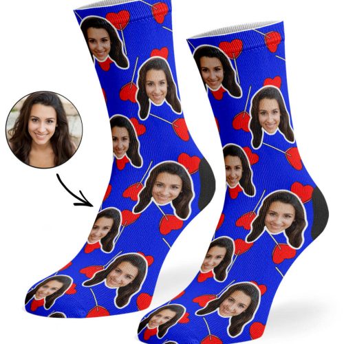 Royal Blue Heart Lollipops Socks