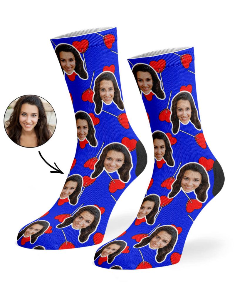 Royal Blue Heart Lollipops Socks