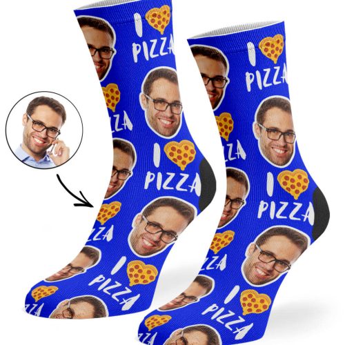 Royal Blue I Love Pizza Socks