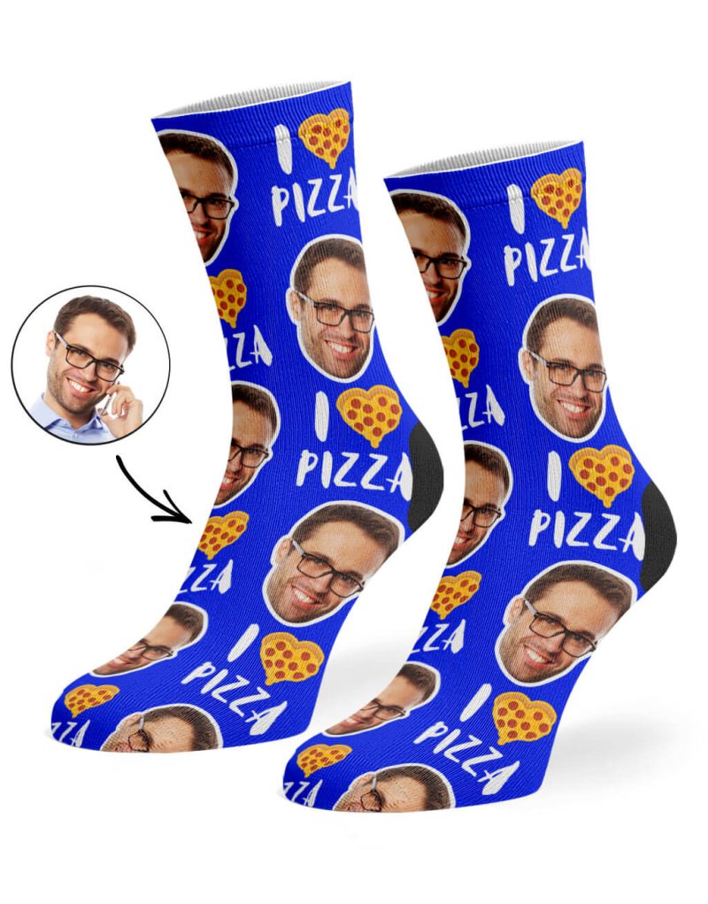 Royal Blue I Love Pizza Socks