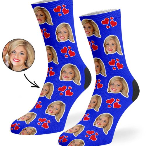 Royal Blue My Valentine Face Socks