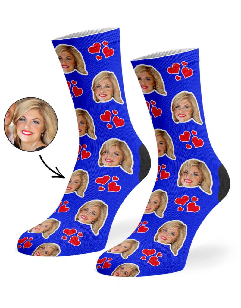 Royal Blue My Valentine Face Socks