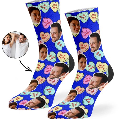 Royal Blue Naughty Love Hearts Socks