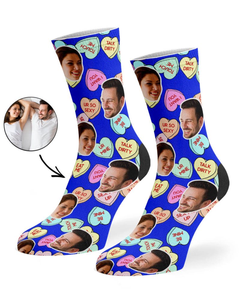 Royal Blue Naughty Love Hearts Socks