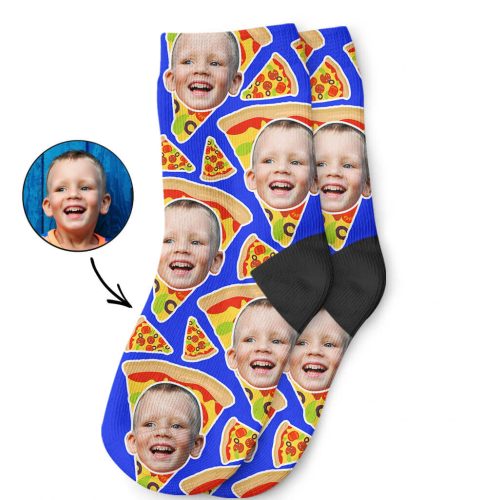 Royal Blue Pizza My Face Kids Socks