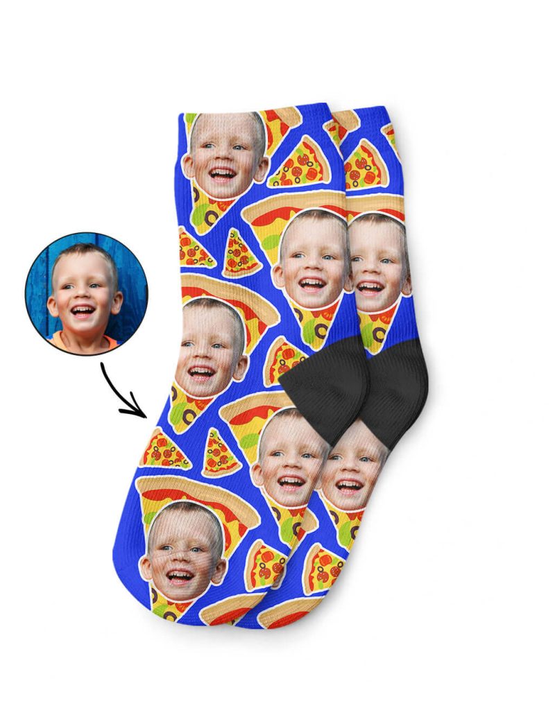 Royal Blue Pizza My Face Kids Socks