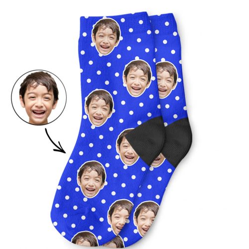 Royal Blue Spotty Face Kids Socks