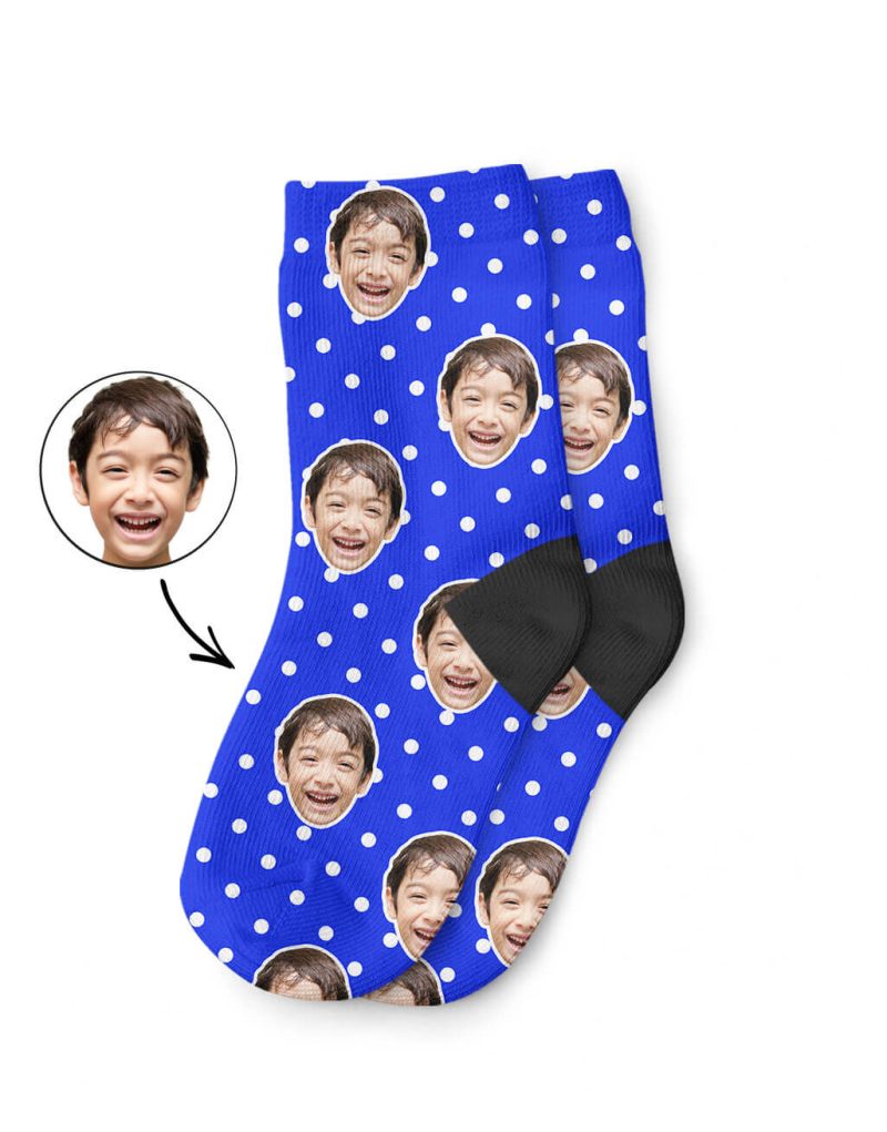 Royal Blue Spotty Face Kids Socks