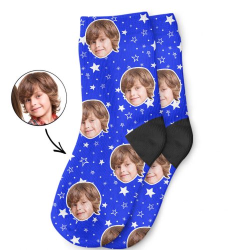 Royal Blue Star Pattern Kids Socks