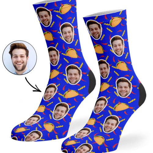 Royal Blue Taco Face Socks