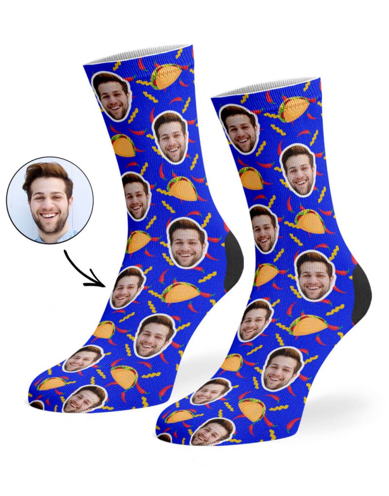 Royal Blue Taco Face Socks