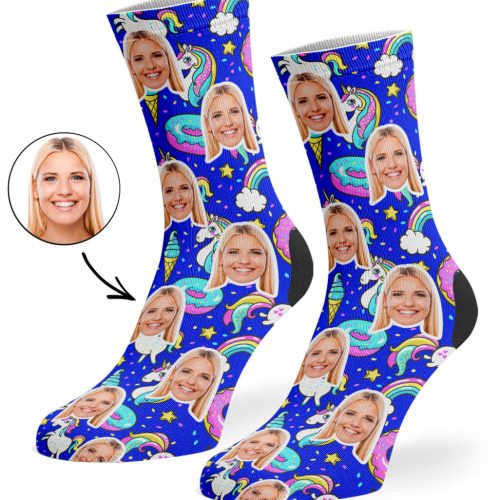 Royal Blue Unicorn Donut Socks