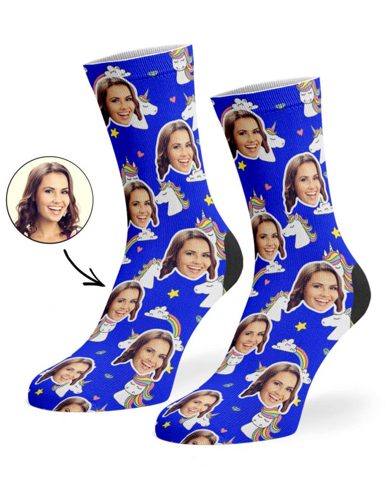 Royal Blue Rainbow Unicorn Socks