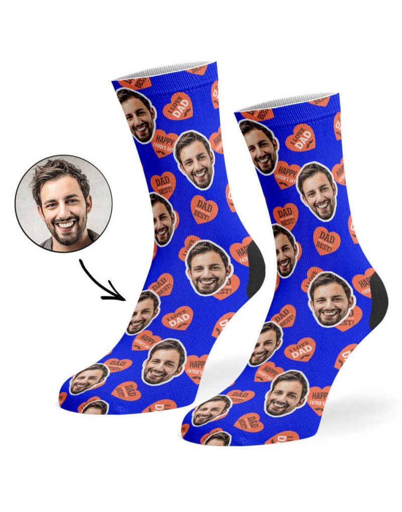 Royal Blue Dad Love Hearts Socks