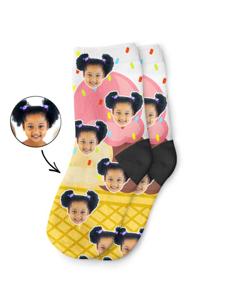 Strawberry Vanilla Chocolate Ice Cream Kids Socks