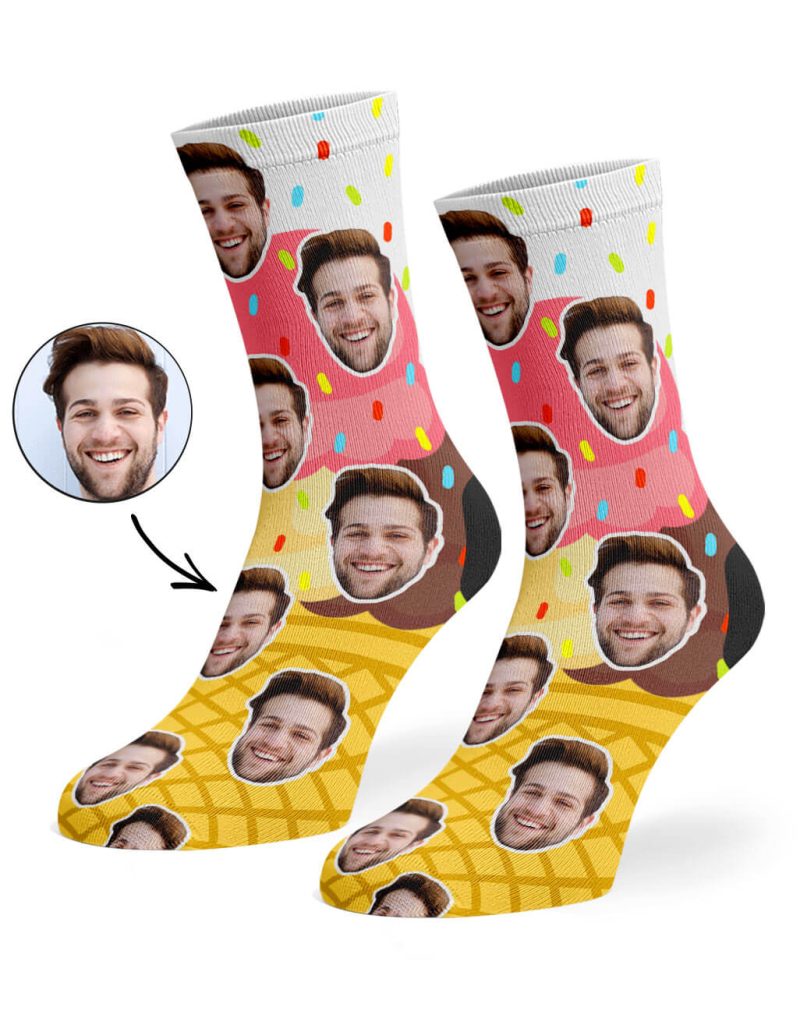 Strawberry Vanilla Chocolate Ice Cream Socks