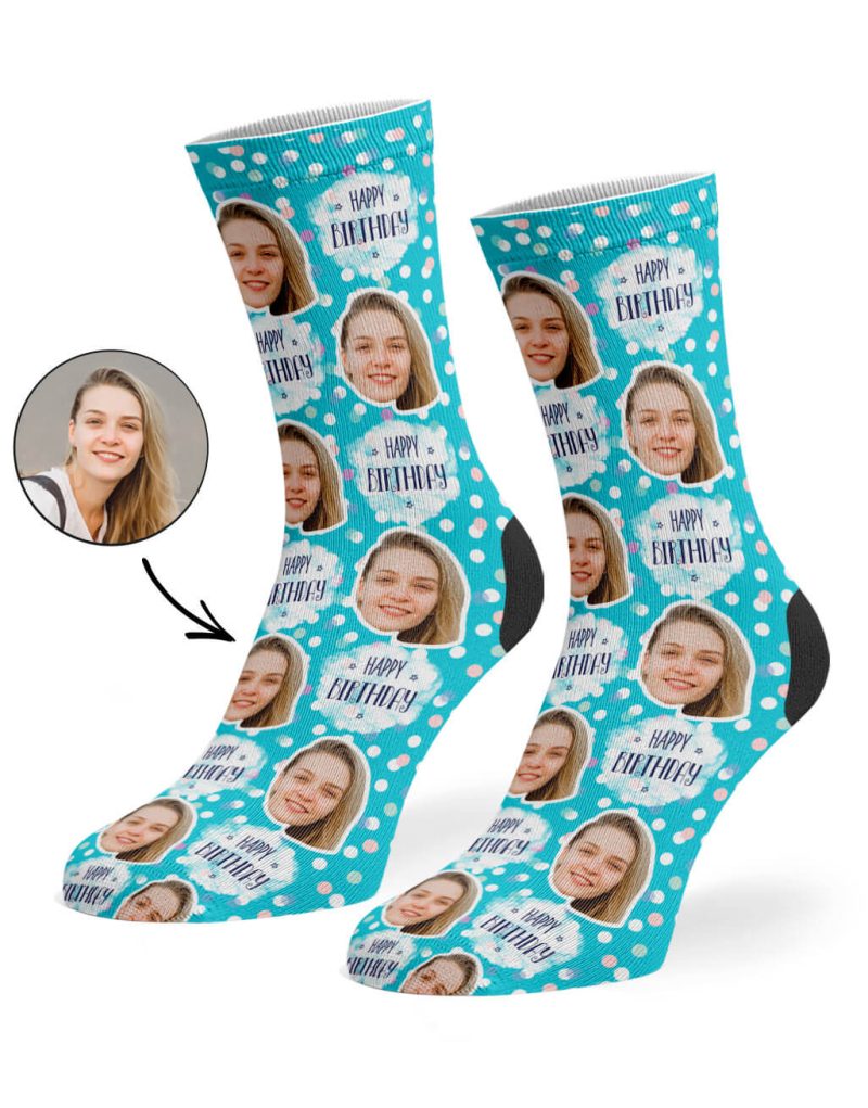 Turquoise Spotty Birthday Socks