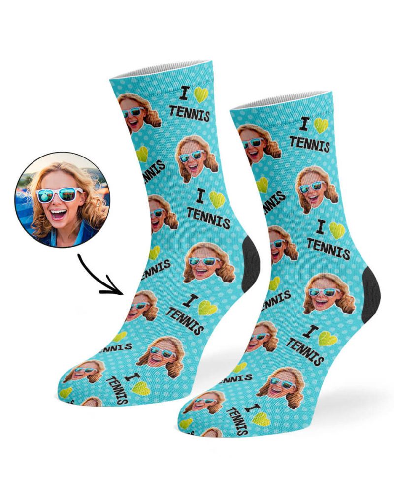 Turquoise I Love Tennis Socks