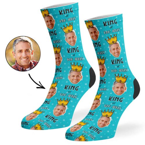 Turquoise King Of Dad Jokes Socks