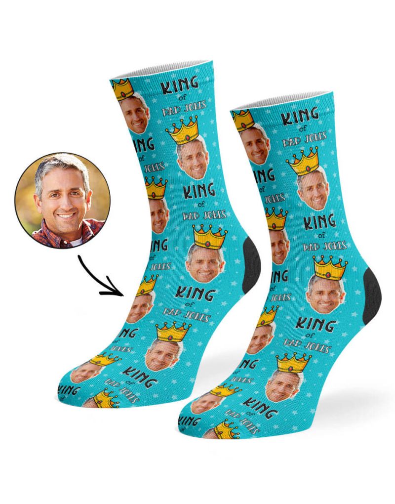 Turquoise King Of Dad Jokes Socks