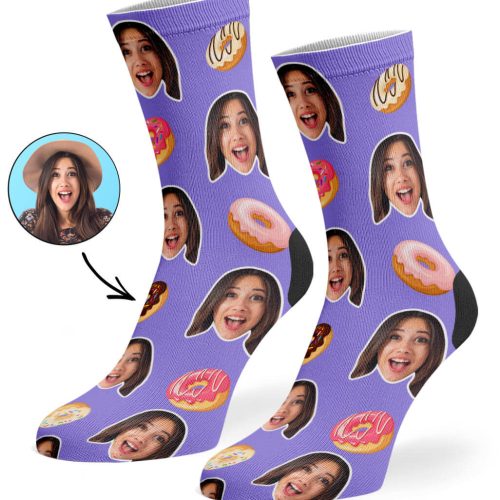 Violet Donut Face Socks