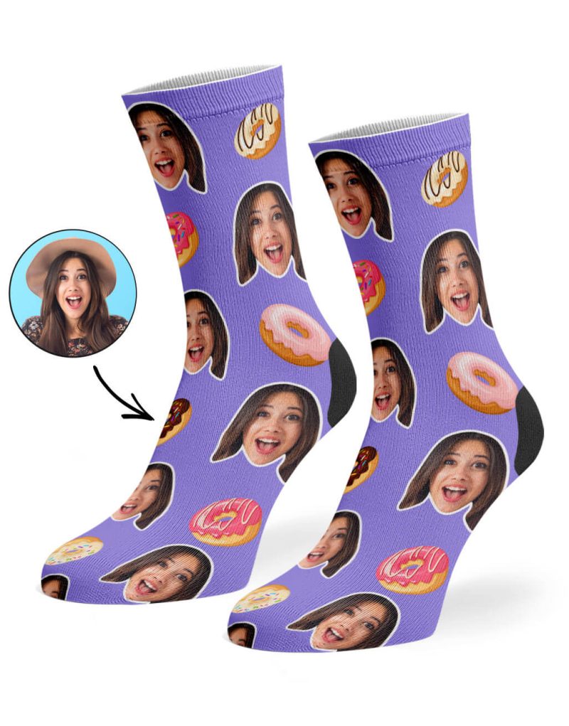 Violet Donut Face Socks