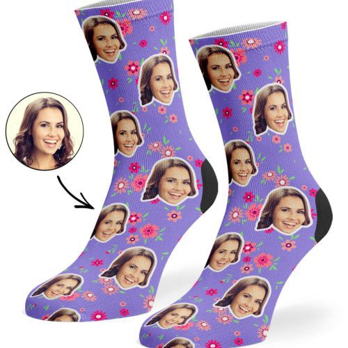 Violet Flower Socks