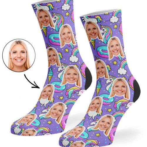 Violet Unicorn Donut Socks