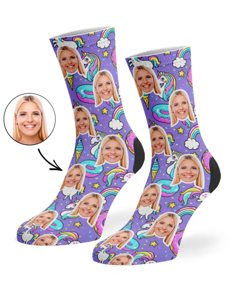 Violet Unicorn Donut Socks