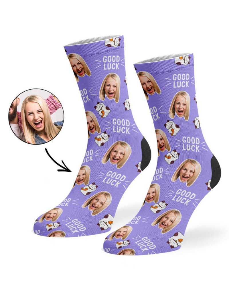 Violet Good Luck Cat Socks