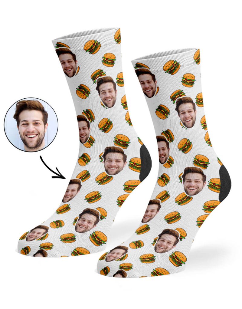 White Burger Face Socks