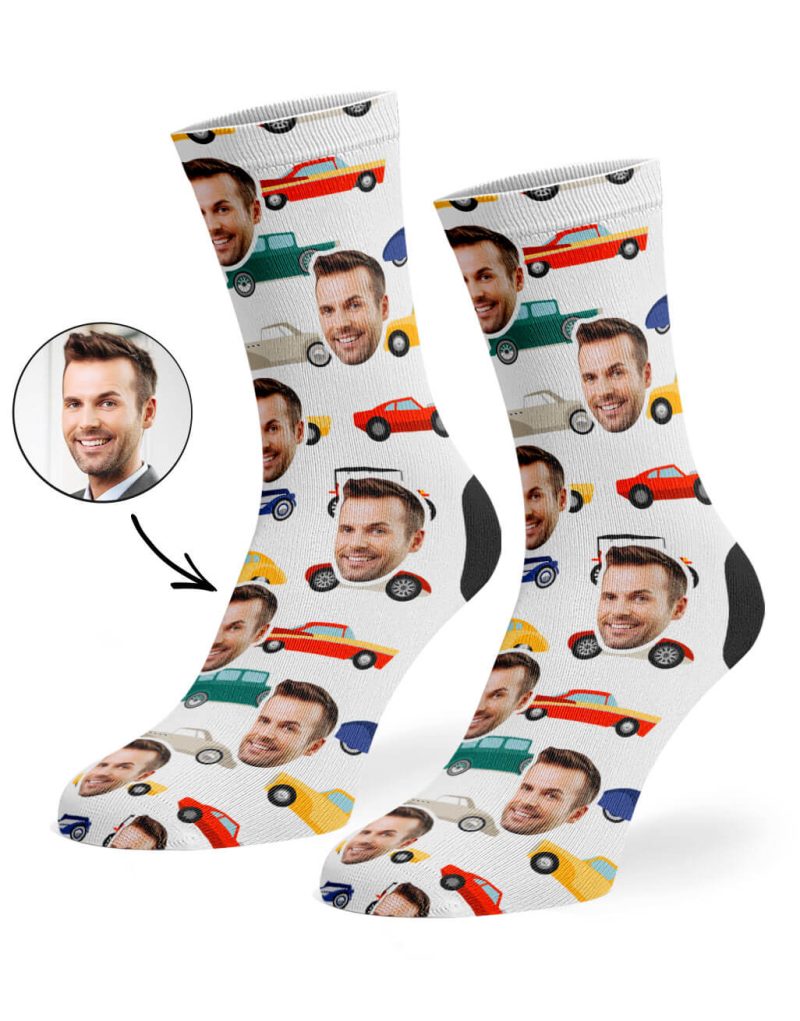 White CAR FACE SOCKS