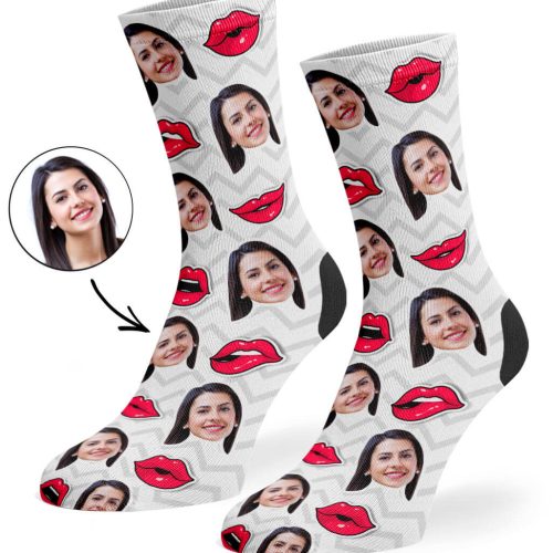 White Comic Lips Socks