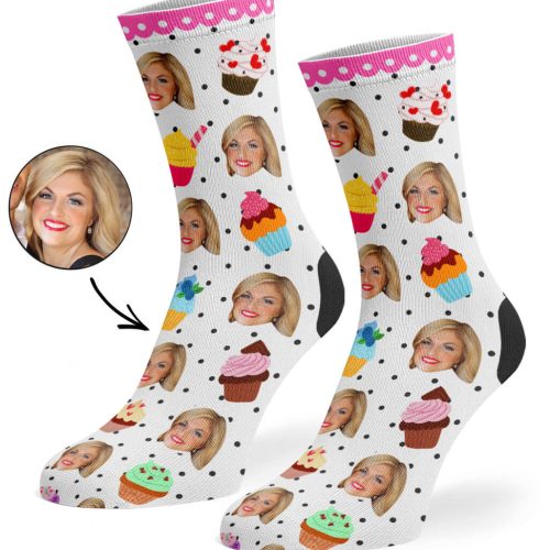 White Cupcake Face Socks