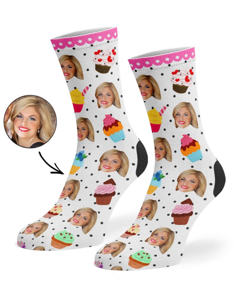 White Cupcake Face Socks