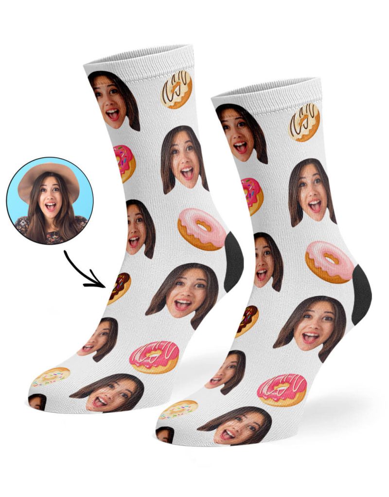 White Donut Face Socks