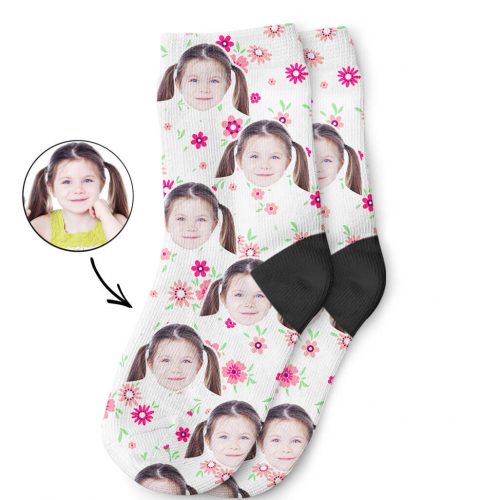 Your Photo On Flower Face Kids Socks