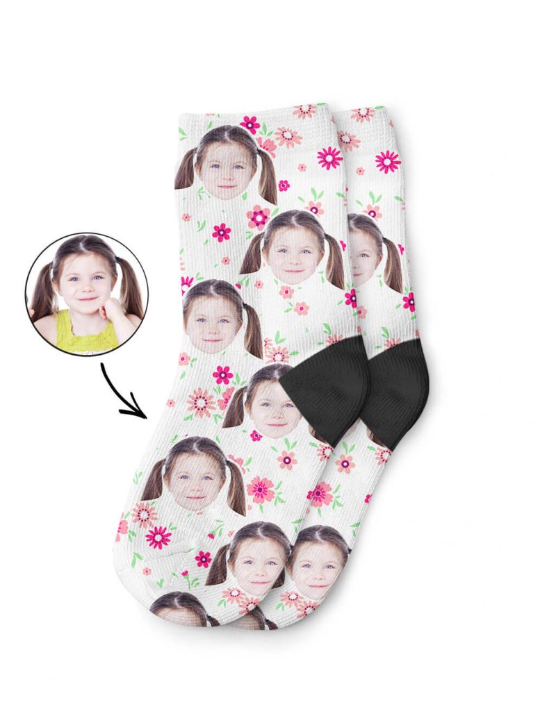 Your Photo On Flower Face Kids Socks