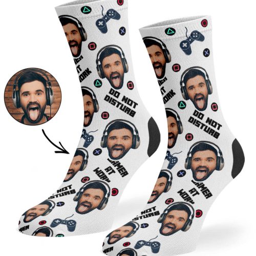 White Gamer Face Socks