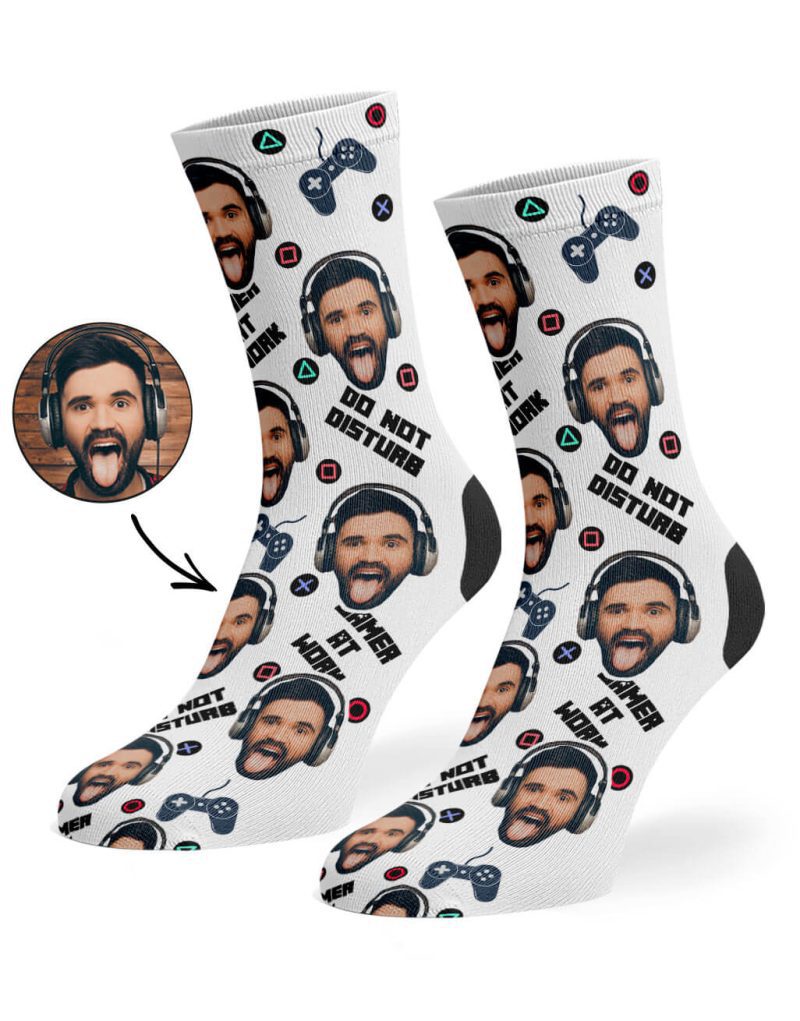 White Gamer Face Socks